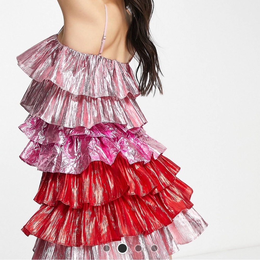 Asos Metallic Ruffle Party Dress - Picture 4 of 4
